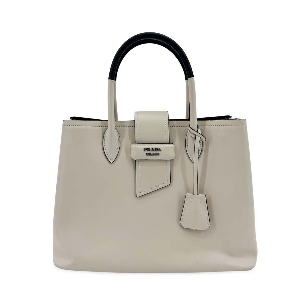 Prada Grace Calf Leather Tote Bag Ivory #352266F69B